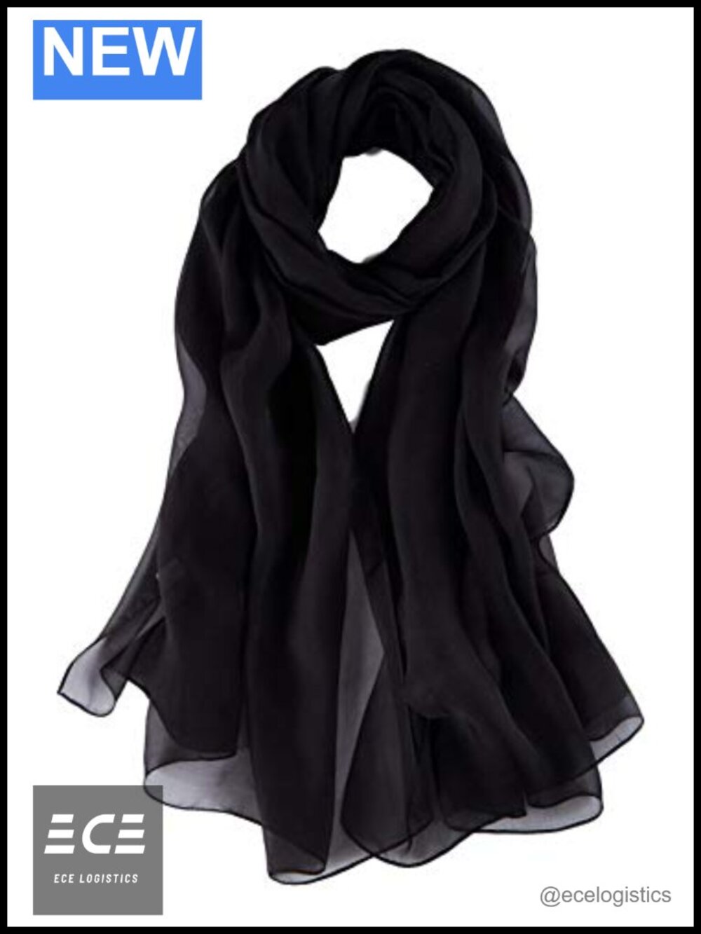 100% Silk Chiffon Long Scarf Solid Fashion Wrap 69x25